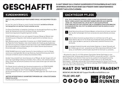 Garantie & Pflegehinweis